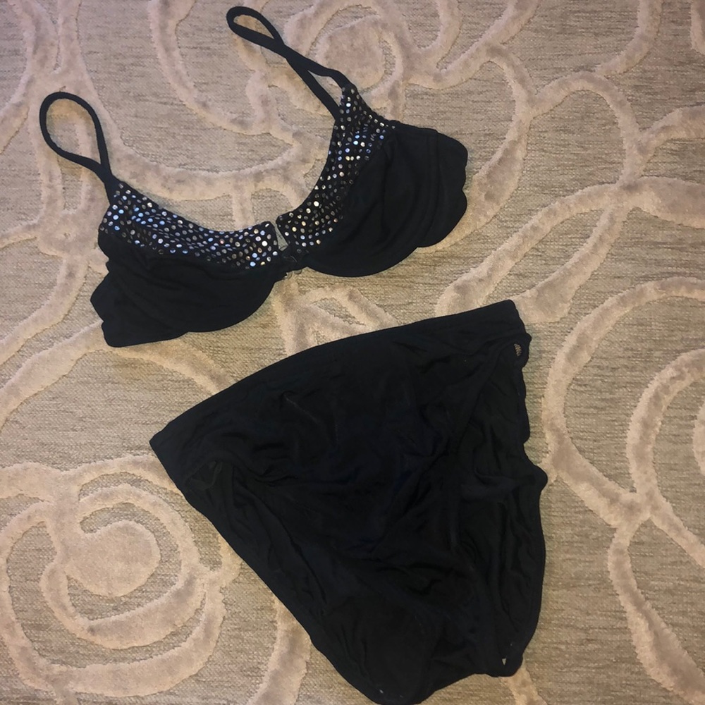 Black with silver sparkle top bikini